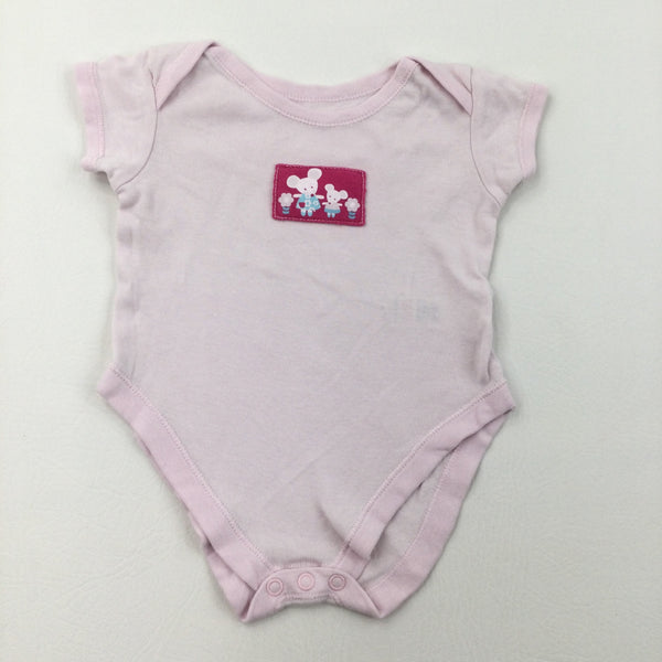 Mice Pink Short Sleeve Bodysuit - Girls 3-6 Months