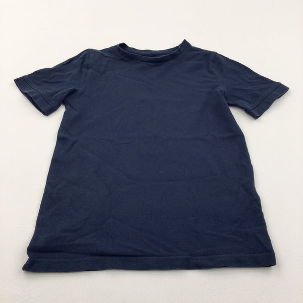 Navy Collarless Polo Shirt/T-Shirt - Boys 6-7 Years
