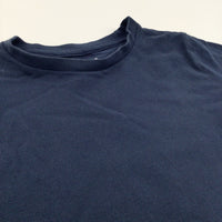 Navy Collarless Polo Shirt/T-Shirt - Boys 6-7 Years