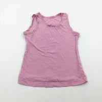 Pink Vest Top with Frilly Trim & Bow - Girls 5-6 Years