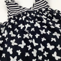 Butterflies Black Striped Dress - Girls 3-4 Years