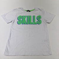 'Skills' Green & White T-Shirt - Boys 5-6 Years