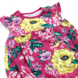 Colourful Flowers Pink Jersey Romper - Girls 6-9 Months