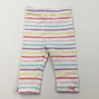 Colourful Stripes White Leggings - Girls 3-6 Months