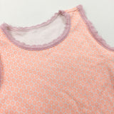 Pink & Neon Orange Patterned Sleeveless Bodysuit - Girls 18-24 Months