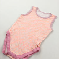 Pink & Neon Orange Patterned Sleeveless Bodysuit - Girls 18-24 Months