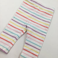 Colourful Stripes White Leggings - Girls 3-6 Months