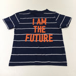 'I Am The Future' Orange, Navy & White Striped T-Shirt - Boys 5-6 Years