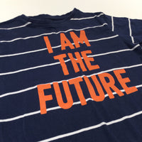 'I Am The Future' Orange, Navy & White Striped T-Shirt - Boys 5-6 Years