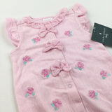 **NEW** Roses Embroidered Pink Romper - Girls 6-9 Months