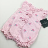 **NEW** Roses Embroidered Pink Romper - Girls 6-9 Months