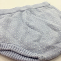 Pale Blue & White Spotty Knitted Shorts/Nappy Pants - Boys 9 Months