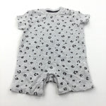 Animal Print Black & Grey Short Jersey Romper - Boys 6-9 Months