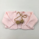 Pink Cardigan with Brown Bobbles - Girls 3-6 Months