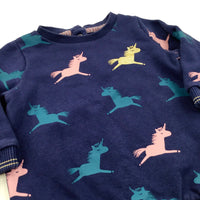 Glittery Unicorns Navy Sweatshirt - Girls 6-9 Months