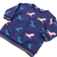 Glittery Unicorns Navy Sweatshirt - Girls 6-9 Months