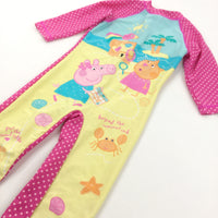 'Beyond The Curious Crab' Peppa Pig & Friends Pink & Yellow Sun/Beach Suit - Girls 2-3 Years