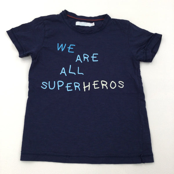 'We Are All Superheros' Navy T-Shirt - Boys 5-6 Years