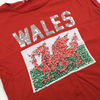 Wales Sequined Red T-Shirt - Girls 11-12 Years