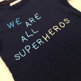 'We Are All Superheros' Navy T-Shirt - Boys 5-6 Years