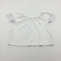 White Cotton Crop Top with Lacey Trim - Girls 6-7 Years