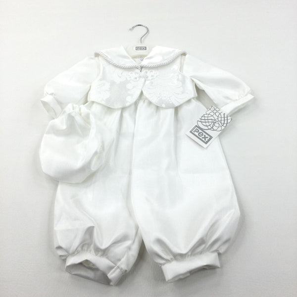 **NEW** White Christening Suit & Waistcoat - Boys 6-12 Months