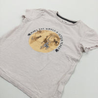 'Make The World A Better Place' Glittery Animals Cream T-Shirt - Girls 6-7 Years