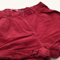 Red Cord Shorts with Adjustable Waistband - Girls 6-7 Years