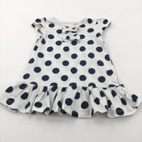 Navy & White Spotty Jersey Dress - Girls 9-12 Months