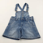 Mid Blue Denim Short Dungarees - Girls 6-7 Years