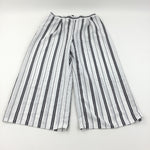 Black & White Stripe Wide Leg Cropped Trousers - Girls 12 Years