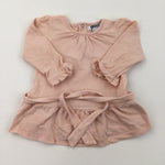 Tie Front Pink Long Sleeve Top - Girls 6-12 Months