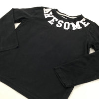 'Awesome' Black Long Sleeve Top - Boys 7-8 Years