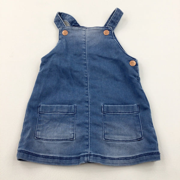 Mid Blue Denim Dungaree Dress - Girls 9-12 Months