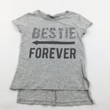 'Bestie Forever' Sequins Grey Mottled T-Shirt - Girls 6 Years