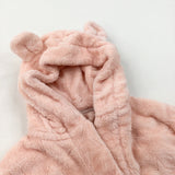 Stars Peach Fluffy Dressing Gown with Hood & Ears - Girls 9-12 Months