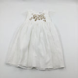 Ivory & Gold Sequined Dress - Girls 12 Years