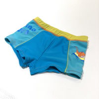 Surfing Dinosaur Blue & Yellow Swimming Trunks - Boys 2-3 Years