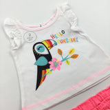 **NEW** 'Hello Sunshine' Toucan Glittery T-Shirt with Matching Shorts - Girls Newborn