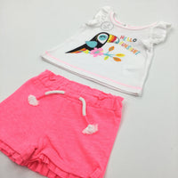 **NEW** 'Hello Sunshine' Toucan Glittery T-Shirt with Matching Shorts - Girls Newborn
