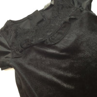 Black Velvet Look Short Sleeve Dress - Girls 6-9 Months