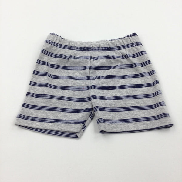 **NEW** Navy & Mottled Grey Striped Jersery Shorts - Boys 0-3 Months