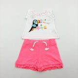 **NEW** 'Hello Sunshine' Toucan Glittery T-Shirt with Matching Shorts - Girls 0-3 Months