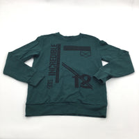 Dark Green & Black Jumper - Boys 12-13 Years