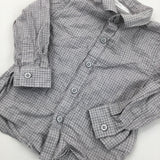 Grey, White & Burgundy Check Long Sleeve Shirt - Boys 9-12 Months