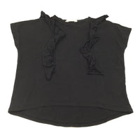 Frill Front Black T-Shirt - Girls 14+ Years
