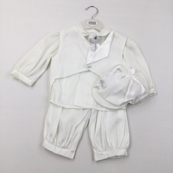 **NEW** White Toby Suit Including Hat, Waistcoat, Shirt, Tie & Trousers - Boys 9-12 Months