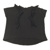 Frill Front Black T-Shirt - Girls 14+ Years