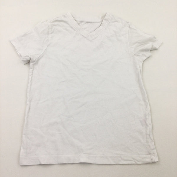 White V-Neck T-Shirt - Boys 7-8 Years