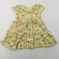 Rainbow-Corns Yellow Short Sleeve Dress - Girls 9-12 Months